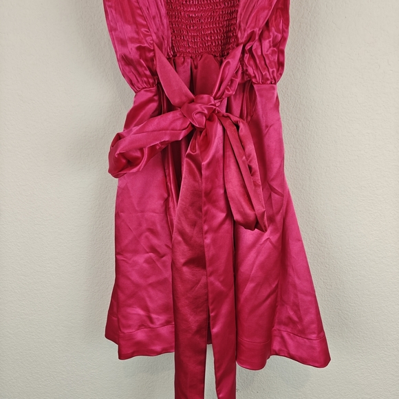 Anthropologie Maeve Nwot Pink Bow-Tie Satin Mini Dress Fairycore Whimsical Sz 4 - Picture 13 of 16